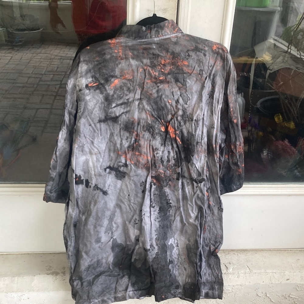 Men's Black-Gray Button-Up with Handpainted Accents - Picture 9 of 9